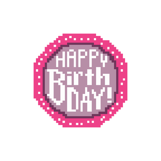 Birthday Cake 2.25" round Mini Needlepoint Canvas