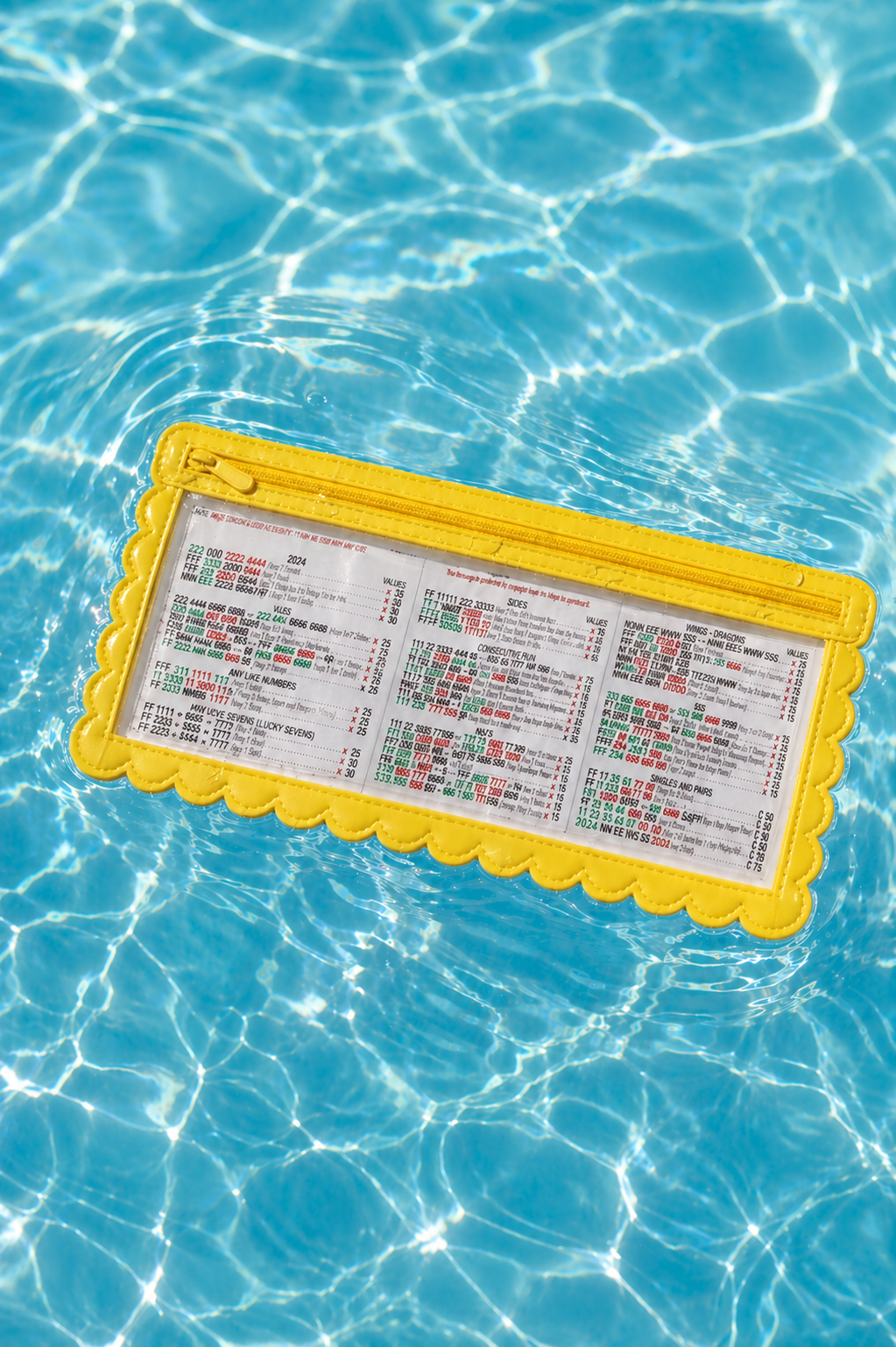 Splash-Proof Mahj Card Holder - Yellow Scallop LARGE SIZE