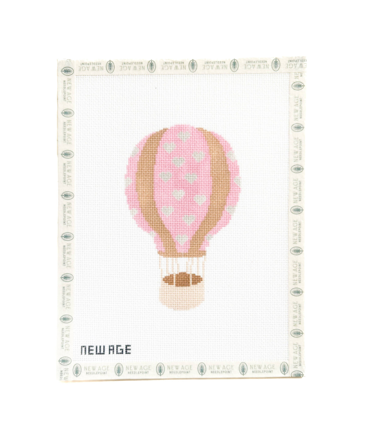 Pink Heart Hot Air Balloon Needlepoint Canvas