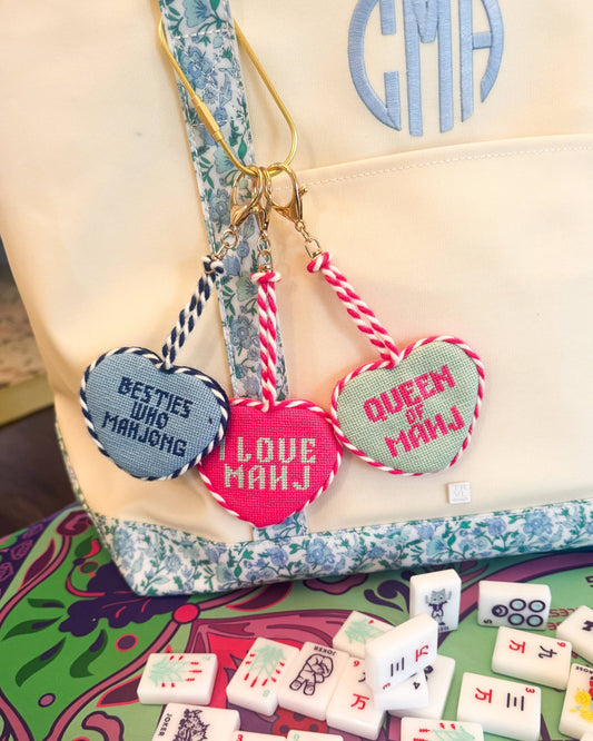 Queen of Mahj Needlepoint Bag Charm