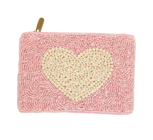 Heart Beaded Coin Purse