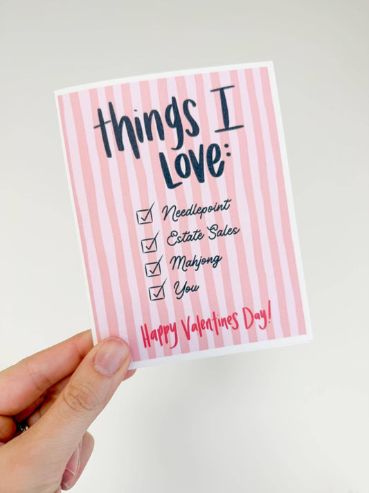 Funny Mahjong Valentine’s Day Card | Things I Love Card