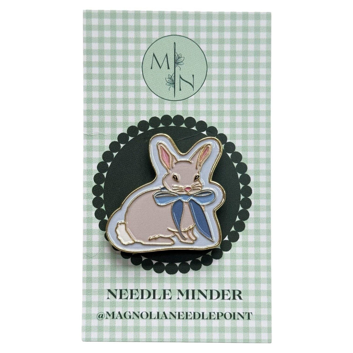 Blue Bow Bunny Needle Minder