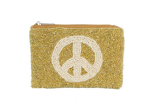 Peace sign beaded Coin Purse
