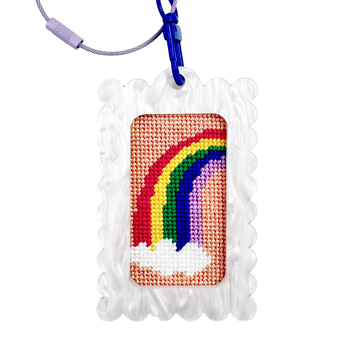 Bag Tag: Small Scallop Rectangle: Navy