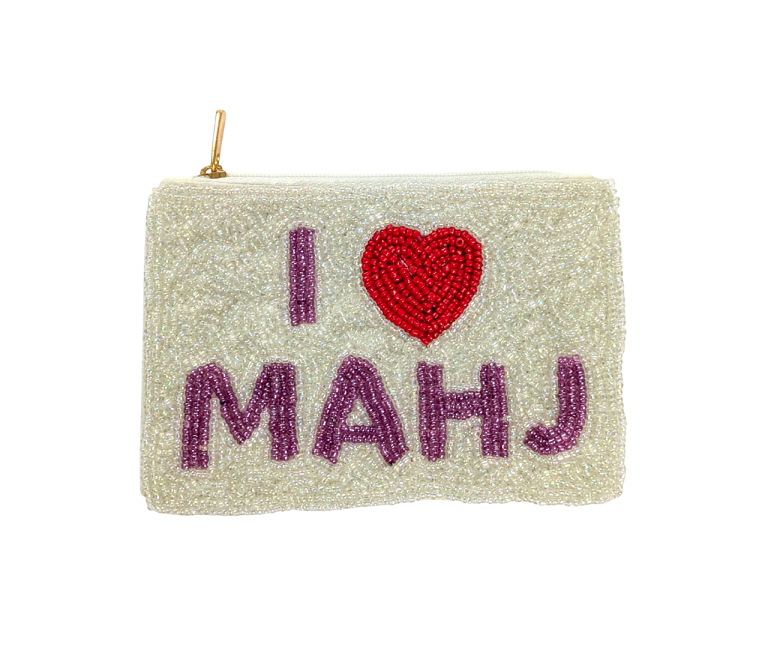 I LOVE Mahj Beaded Coin Purse
