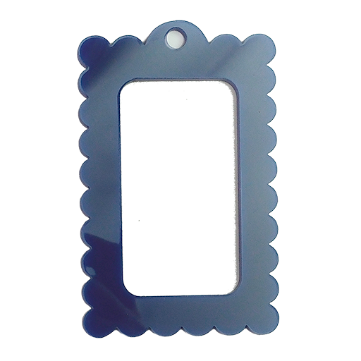 Small Scallop Rectangle Bag Tag: Navy