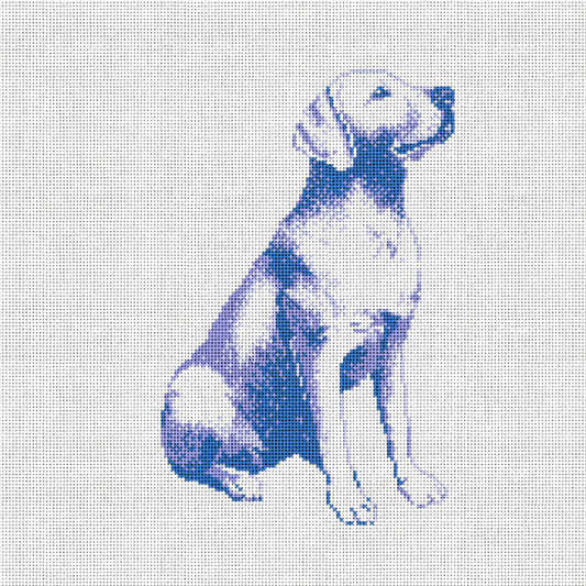 Vintage Blue Toile Labrador Retriever 6"x6"