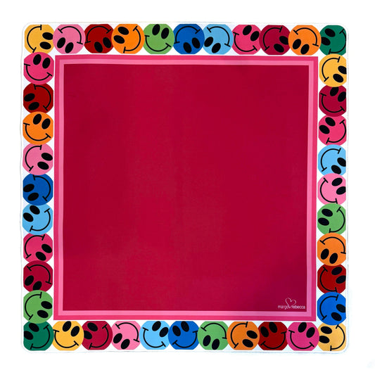Mahjong mat - dark pink - smiley faces