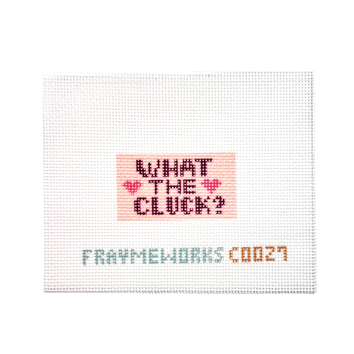 What the Cluck Pink 1.25"x 2.25" Mini Needlepoint Canvas