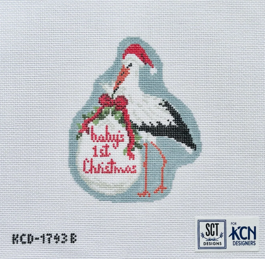 Baby's First Christmas Blue Stork