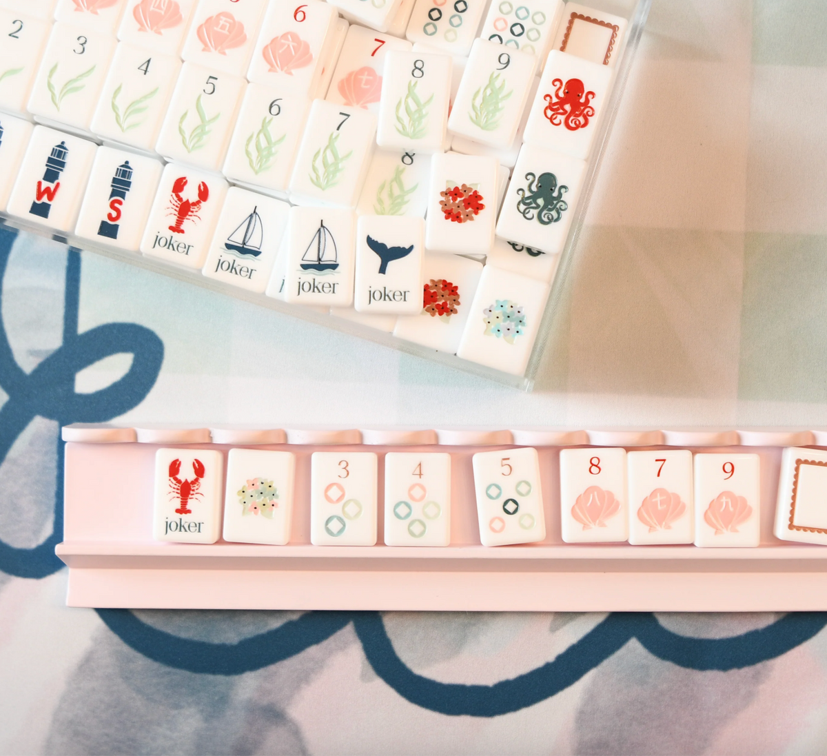 Ballet Pink Mahjong Racks 20" with Scallop Pushers