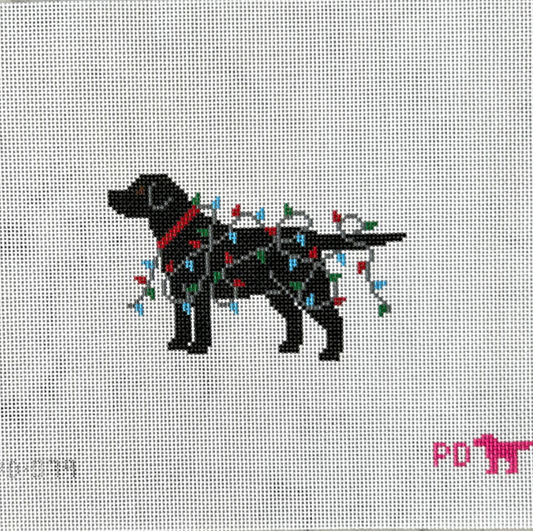 Christmas Lights Black Lab