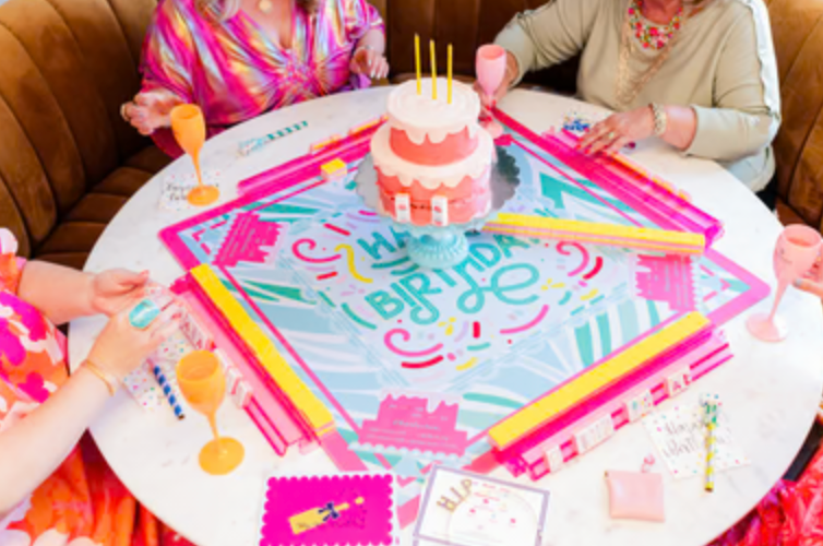 Birthday Mahjong Tiles and Mat Set
