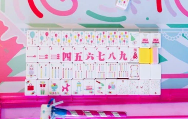 Birthday Mahjong Tiles and Mat Set