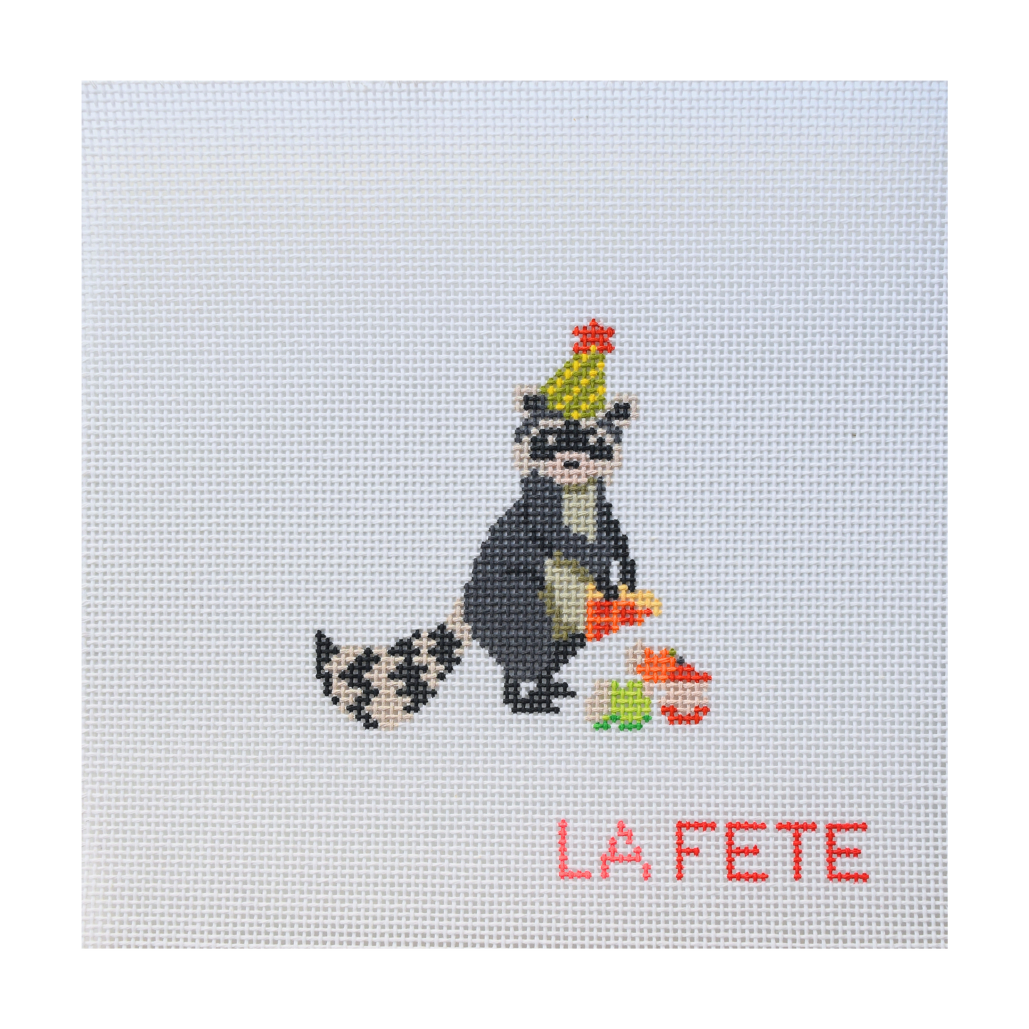 Party Animals - Birthday Bandit Hand Painted Needlepoint Canvas