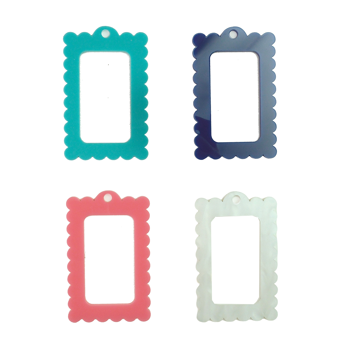 Bag Tag: Small Scallop Rectangle: Navy