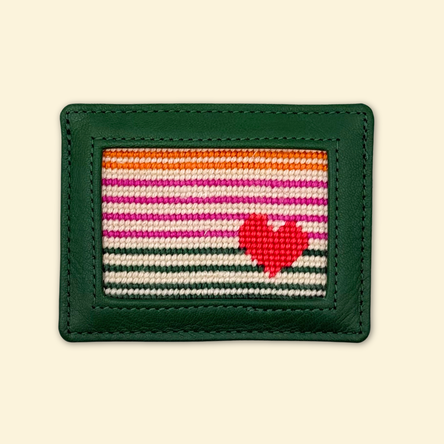 Self-Finishing Heart Stripe Card Keeper