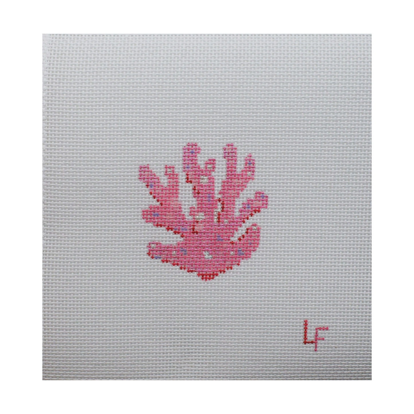 Glitter Coral Hand Painted Needlepoint Canvas