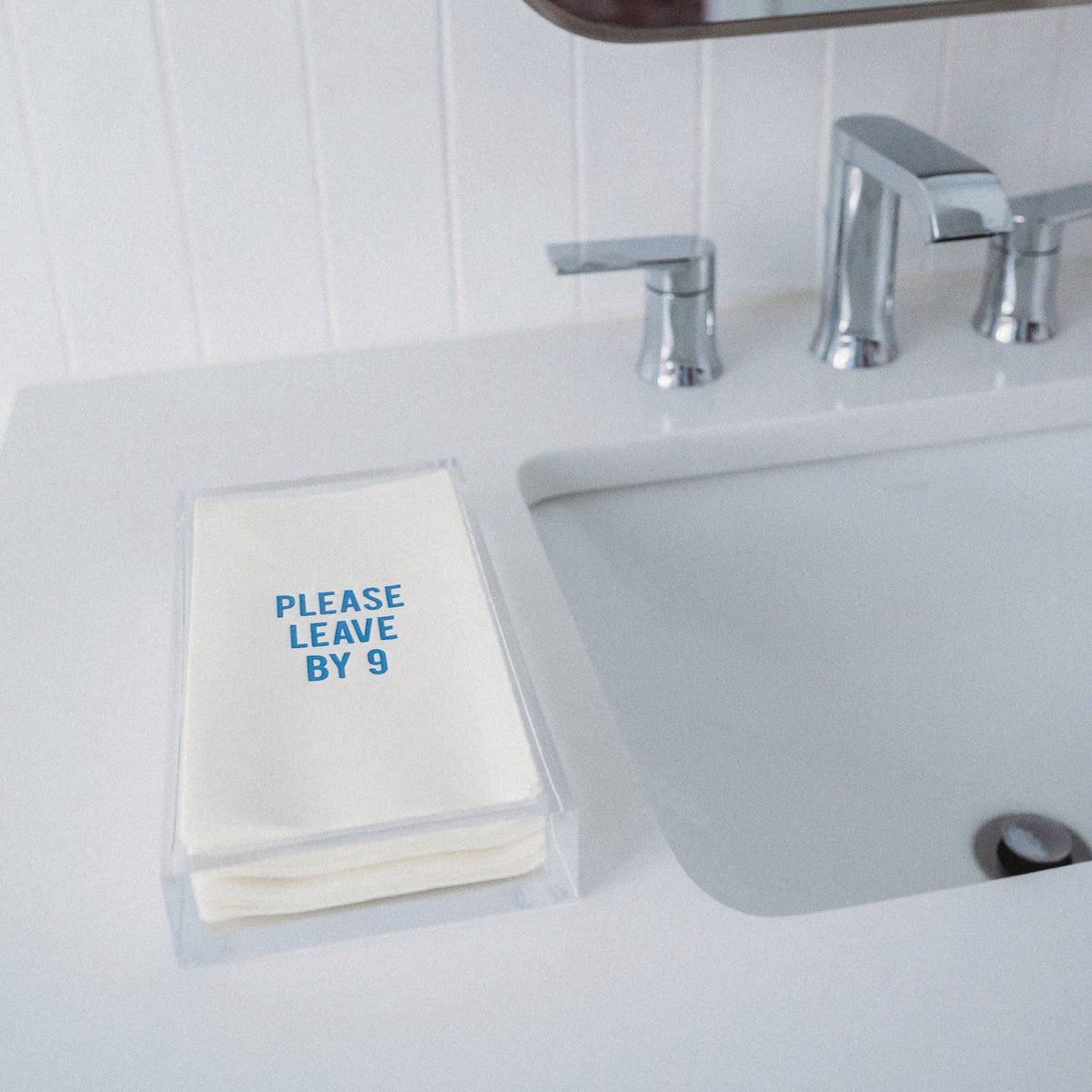 "Please Leave by 9" Disposable Linen-like Guest Towels