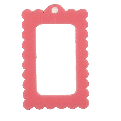 Small Scallop Rectangle Bag Tag: Pink