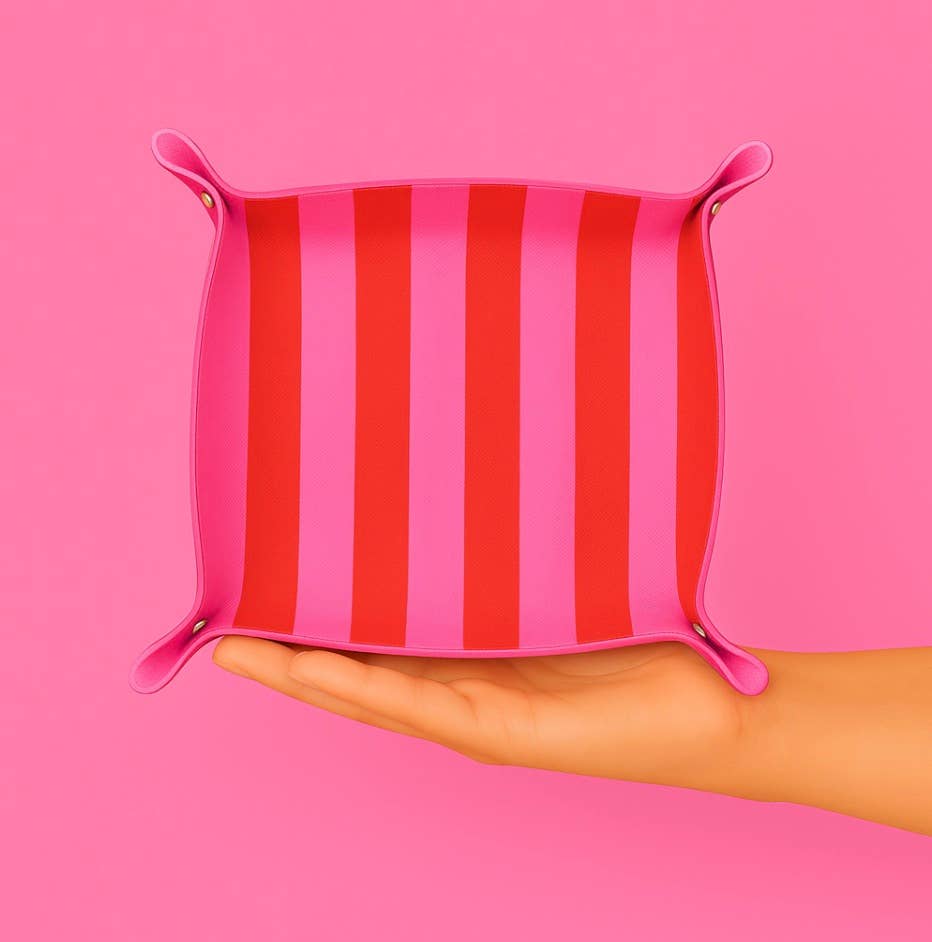 pink & red stripe trinket tray
