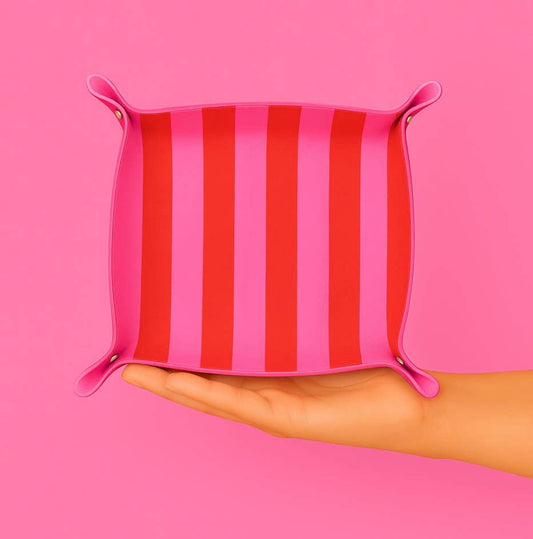 pink & red stripe trinket tray